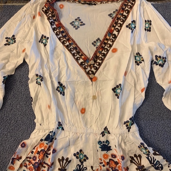 Boho Geometric Print Romper with Tassels - Picture 5 of 7